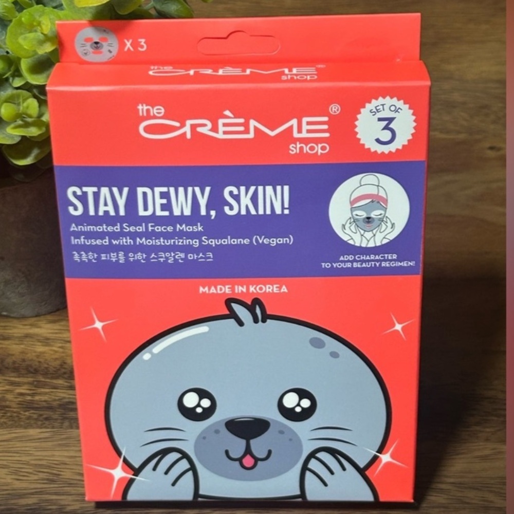 The Creme Shop Stay Dewy Skin Animated Seal Face Mask Set of 3 Vegan Squalane